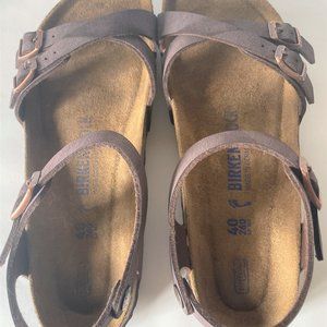 Women's Birkenstock Brown Birko-Flor Sandals Size 40 Narrow